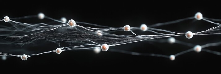 Poster - Futuristic Neural Network Connection with Wire Mesh Structure over Black Background Featuring Nodes