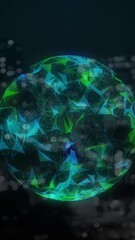 Poster - Animation of globe of shapes over cityscape