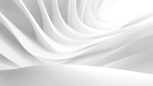 Abstract minimalist architecture featuring white curved surfaces and smooth light rendering for a modern elegant presentation