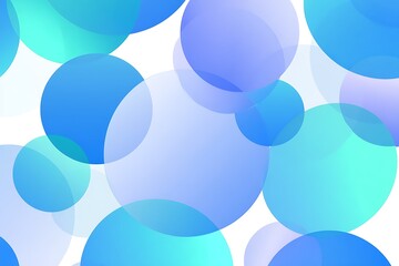 Poster - An Artistic Display of Overlapping Translucent Circles in Varying Shades of Blue and Teal Creating a Soft Gradient Effect Across a Clean White Backdrop