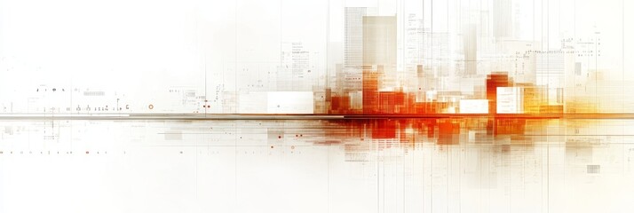 Poster - Futuristic Digital City Skyline Architectural Drawing of a Virtual Metropolis with Complex Designs