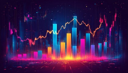 Poster - Elegant Vector Visualization of Abstract Chart Graphs with Neon Trends in City Lights Style Overview