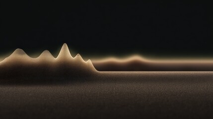 Poster - Abstract Landscape with Smooth Curves and Fluid Forms in Shades of Beige Against a Dark Background