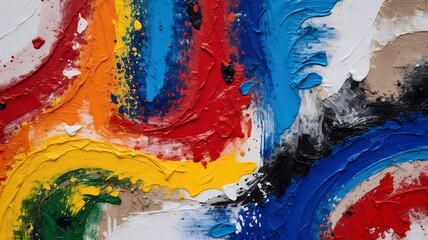 Poster - Colorful abstract painting with thick brush strokes of paint