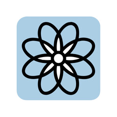 Poster - Decorative flower in rounded blue square icon