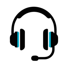 Poster - Headset with microphone icon in modern black style