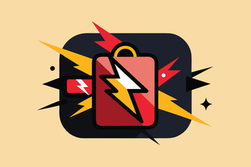 Poster - Creative abstract illustration featuring energy symbols and dynamic geometric shapes in bold colors and designs