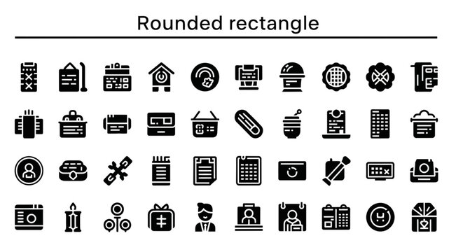 Rounded Rectangle Icon: Soft Edged Geometric Shape Solid Black Symbol