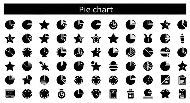 Pie Chart Star Icon: Data Analysis & Performance Rating Solid Black Symbol