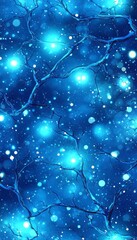 Poster - Intricate Network of Glowing Blue Light Nodes in a Captivating Futuristic Abstract Background Design