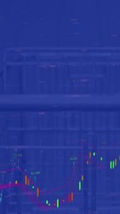 Poster - Animation of data processing over shopping cart on blue background