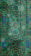 Poster - Animation of kaleidoscopic pattern, molecular structures over man drinking coffee at a cafe