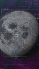 Poster - Animation of circuit board pattern over geometric shapes on map against globe