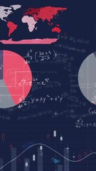 Poster - Animation of statistical data processing and mathematical equations against blue background