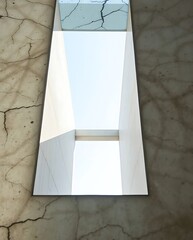 Poster - Architectural skyward view through building opening creating abstract geometric composition