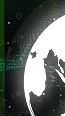 Poster - Animation of security chain icon over spinning globe and data processing against server room