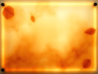 Aufkleber - Autumnal Illuminated Frame with Scattered Leaves and a Warm Golden Glow Ambience