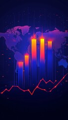 Poster - Innovative Financial Market Analysis with Abstract Glowing Graphs and Bar Charts for Global Insights