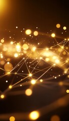Poster - Luminous Network of Golden Nodes Interconnected in a Digital Communication Space Abstract Design