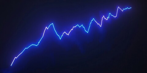 Poster - Cyan Line Growth Visualization on Dark Indigo Background for Data Analysis and Presentation Use