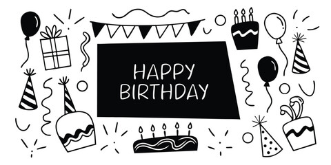 Poster - Stylish Happy Birthday Word Art with 28 Variations on transparent background stylish happy birthday word art design unique variations This