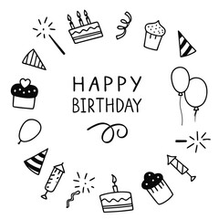 Poster - Stylish Happy Birthday Word Art with 12 Variations on Transparent Background stylish Happy Birthday word art design unique variations This