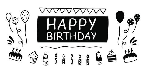 Poster - Stylish Happy Birthday Word Design with 24 Variations on transparent background This stylish Happy Birthday word design features unique variations