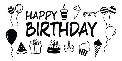 Poster - Stylish Happy Birthday Word Design with 26 Variations on transparent background stylish Happy Birthday word design presented unique variations This