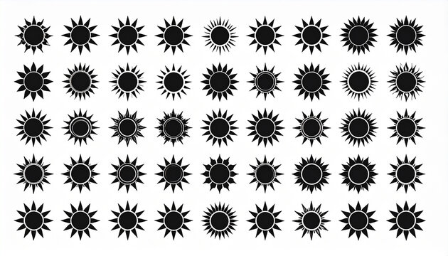 Set of sun icon in silhouette design
