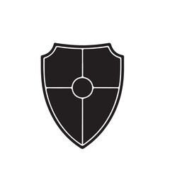 Poster - A black and white shield with a circle in the center and lines dividing it into sections on a white background
