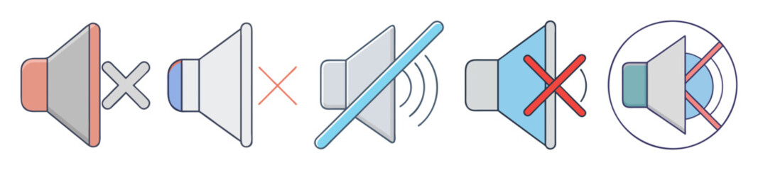 Fototapete - Cartoon icons collection representing sound, volume, mute and audio controls