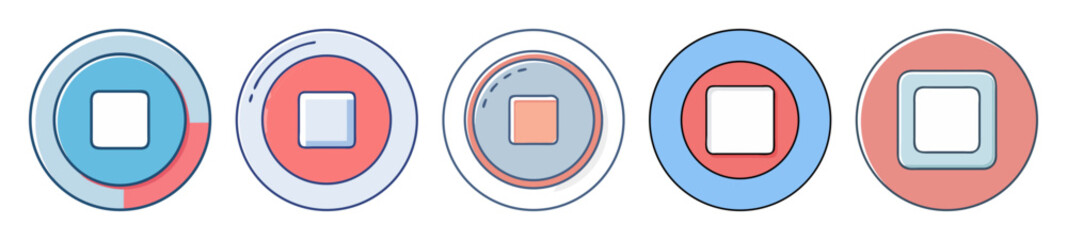 Poster - Collection of uniquely styled stop icons set in a cartoon like theme