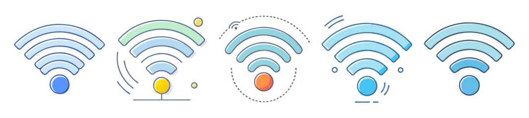 Poster - Multiple WiFi Symbols Indicating Different Levels of Signal Strength Connectivity