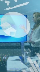 Poster - Animation of financial data processing over diverse business people in office