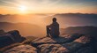 © senyumanmu - Man on mountain peak at sunrise