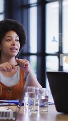 Poster - Animation of social media data processing over diverse business people in office
