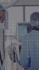 Poster - Animation of cardiograph over diverse doctors during surgery