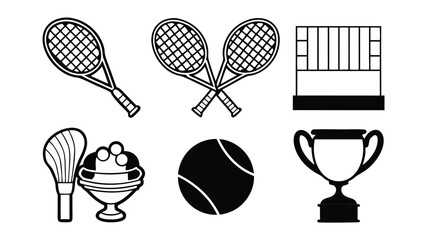 Aufkleber - Wimbledon Tennis Icon Set with Ten Variations Sports and Tournament Theme on transparent background This tennis icon set features ten