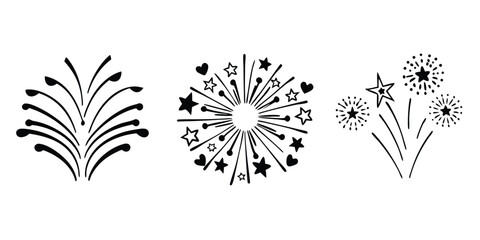 Aufkleber - Fireworks Icon Set with Five Variations Celebration and Festive Design Elements on transparent background set five different fireworks icon variations
