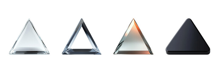 Poster - Geometric Glass And Metal Triangle Set. Modern Design And Decoration Collection Isolated On Transparent Background