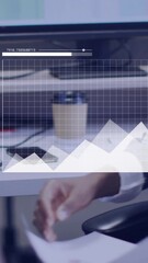 Poster - Graph and chart animation over business people working in office