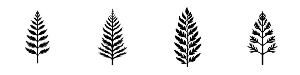 Poster - Collection of black leaf icons showcasing various shapes and styles for design applications in modern projects
