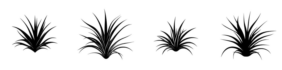 Poster - Series of black icons representing different stages of a plant's growth in a minimalistic style