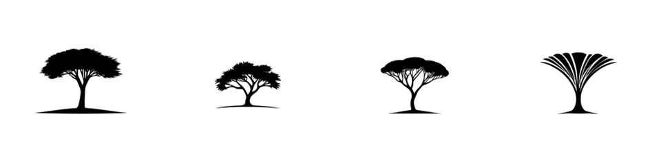 Poster - Several variations of black tree icons displayed against a white background showcasing different shapes and sizes