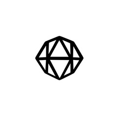 Poster - Black geometric icon featuring a hexagonal shape with intersecting lines against a white background, suitable for various design applications
