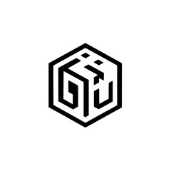 Poster - Black geometric icon representing abstract shapes and modern design elements in a minimalistic style