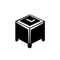 Poster - Black icon of a simple square-shaped table with four legs, designed to convey minimalistic and modern aesthetics in a sleek style