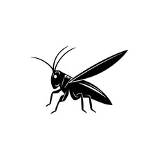 Poster - Black insect icon representing a grasshopper in a minimalist design suitable for various applications