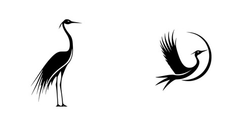 Poster - Stylized black bird icons showcasing elegant designs suitable for logos or branding