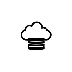 Poster - Black cloud icon representing atmospheric phenomena in a minimalist design style